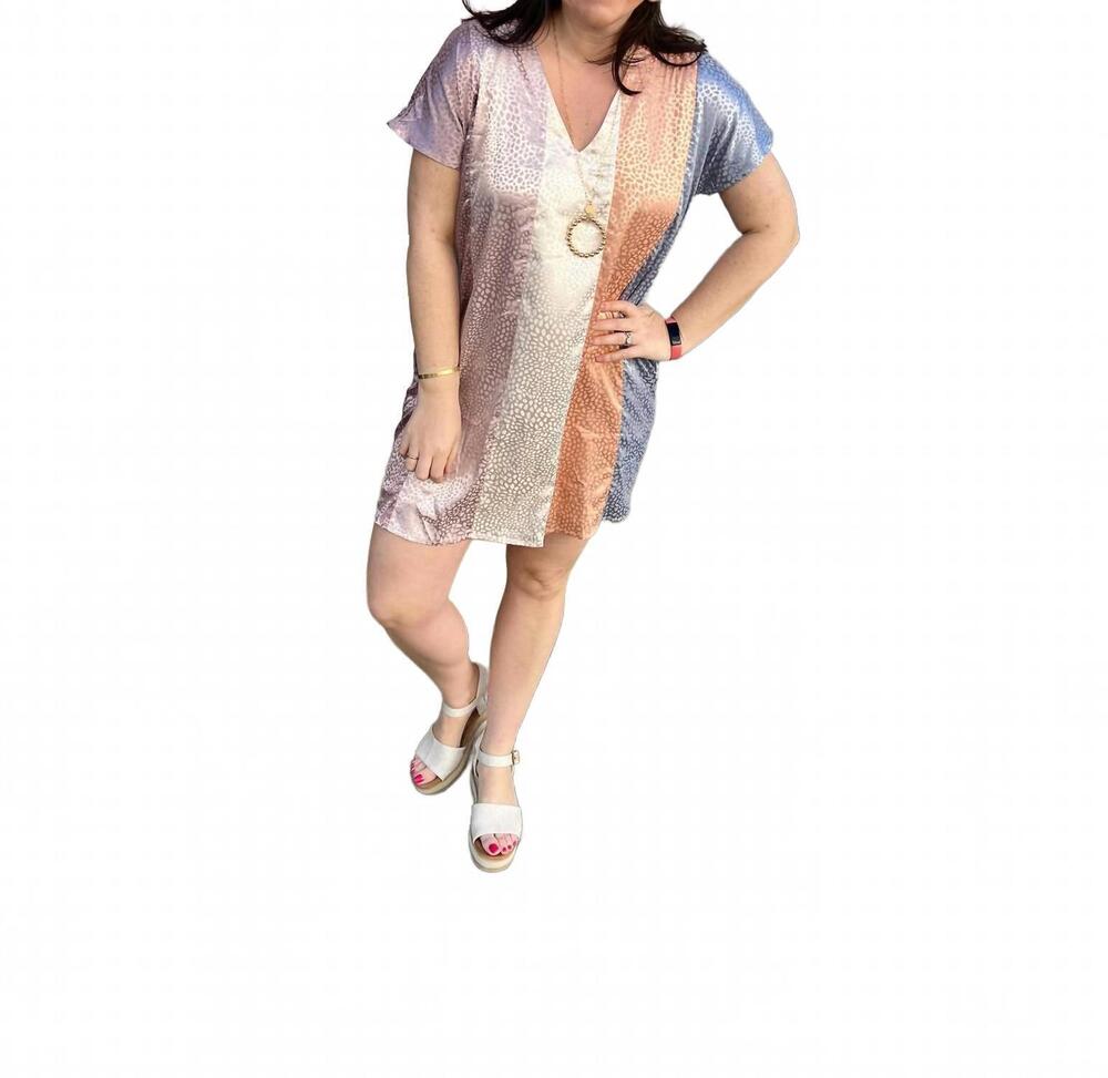 NEW ENTRO leopard print vneck dress in multi